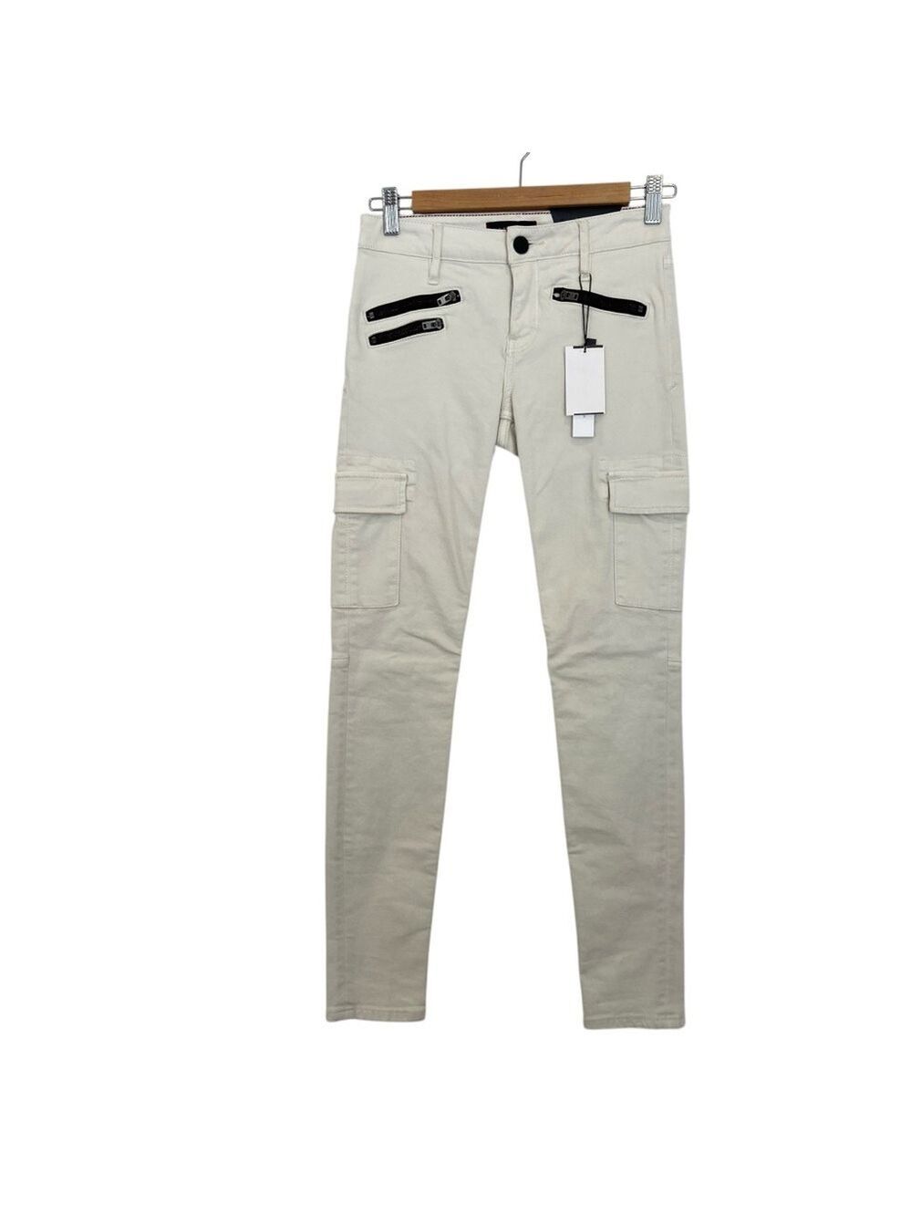 Sanctuary Civilian white cargo jeans NWT low rise skinny stretchy denim SIZE 24